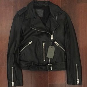 All Saints Leather Balfern Biker Jacket (Black)